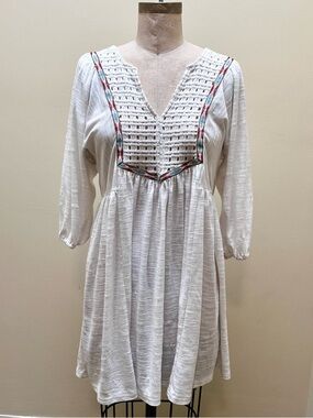 Umgee Boho White Embroidered Dress